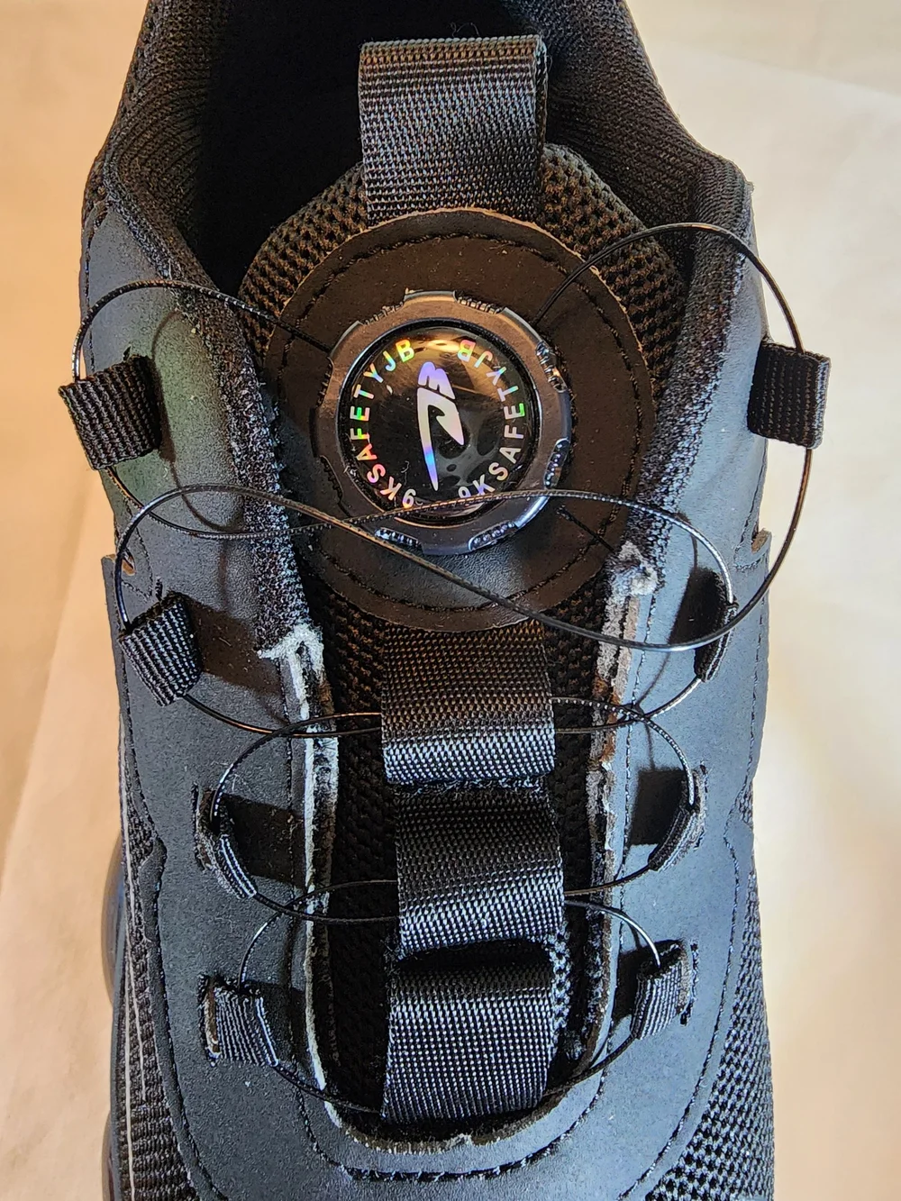 Noozier Steel Toe Safety Black Athletic Mesh Sneakers with Dial Lacing